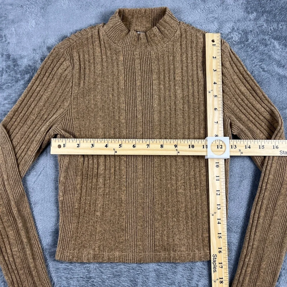 No Boundaries Sweater Girls Juniors Small 3-5 Brown Ribbed Mock Neck Pullover